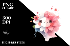 Cute Flower Watercolor Painting with Splashes Made of Product Image 2