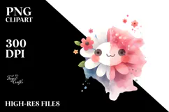 Cute Flower Watercolor Painting with Splashes Made of Product Image 2