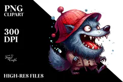 Funny Simple Werewolf Watercolor PNG Product Image 2