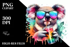 Quirky Koala Drinking from Colorful Drink | Sublimation | Product Image 1