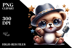 Cute Baby Bear with Singer Look, PNG Product Image 2