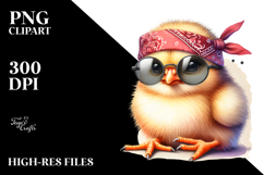 Watercolor Baby Chick Sitting Bandana and Fancy es | Clipart Product Image 2