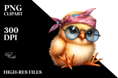 Watercolor Baby Chick Sitting Bandana and Fancy es | Clipart Product Image 2