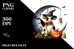 Cow Dressed for Halloween on Half Moon PNG Product Image 2