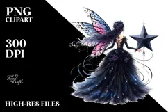 Gothic Fairy on Star, High-Res PNG Product Image 2