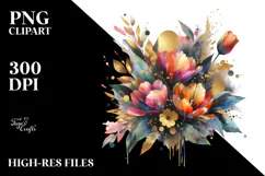 Vibrant Watercolor Bouquet Gold Foil Product Image 2