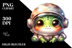 Cute Baby Frog with Astronaut Helmet, PNG Product Image 2