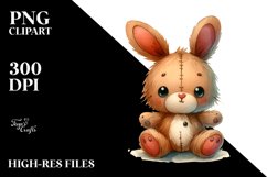 Smiling Cute Baby Old Plush Bunny Clipart Product Image 1