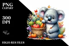 Baby Koala Sitting with Autumn Vegetables | Sublimation | Product Image 1