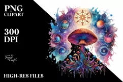 Vibrant Magical Celestial Mushroom Tarot PNG Product Image 2