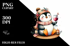 Funny Penguin Of Wine Clipart Product Image 1