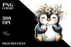 Funny Penguin Of Wine Clipart Product Image 3