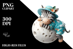 Baby Zebra Sleeping on the Moon | Clipart Product Image 2