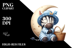 Baby Zebra Sleeping on the Moon | Clipart Product Image 2