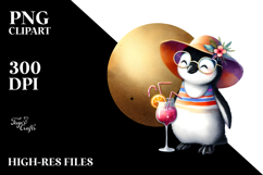 Penguin in Beachwear Drinking Cocktail Product Image 2