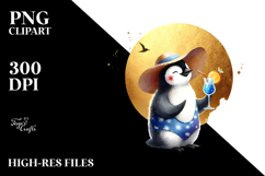 Penguin in Beachwear Drinking Cocktail Product Image 2