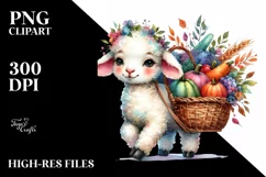 Baby Lamb with Basket Autumn Vegetables | Sublimation | Product Image 3