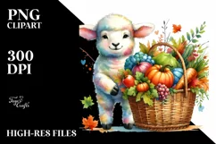 Baby Lamb with Basket Autumn Vegetables | Sublimation | Product Image 1