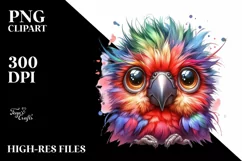 Colorful Baby Parrot with Crazy Eyes and Hair Product Image 3