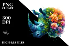 Vibrant Watercolor Rhino, 20 oz Tumbler Product Image 2
