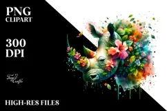 Vibrant Watercolor Rhino, 20 oz Tumbler Product Image 2