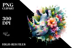 Vibrant Watercolor Rhino, 20 oz Tumbler Product Image 2