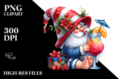 Whimsical Watercolor Gnome Drinking Cocktail PNG Product Image 2