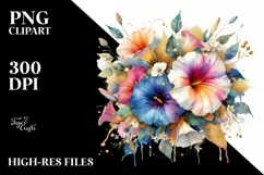 Colorful Bouquet Gold Foil Clipart Product Image 1