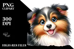 Happy Cartoon Collie PNG Product Image 2
