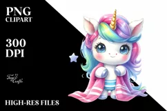 Cute Baby Unicorn with Beach Towel | Clipart Product Image 1