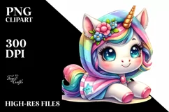 Cute Baby Unicorn Wearing Beach Towel | Sublimation | Product Image 1
