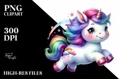 Funny Running Baby Unicorn PNG Product Image 3