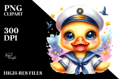 Quirky Baby Duck in Sailor Outfit, PNG Product Image 2