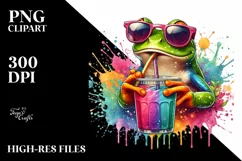 Frog Drinking with Straw from Colorful Drink | Sublimation | Product Image 3