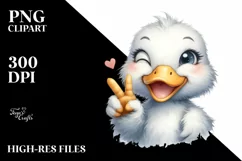 Duck Portrait Love Sign Cute Funny Clipart Product Image 1