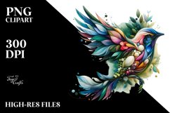 Vibrant Bird with Flowers, PNG Product Image 3
