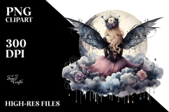 Gothic Fairy on a Cloud View PNG Product Image 2