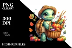 Baby Turtle with Basket Autumn Vegetables | Sublimation | Product Image 1