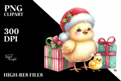 Funny Chicken with Santa Hat PNG Product Image 2