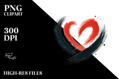 Simple Paintbrush Winged Heart PNG Product Image 2