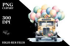 Vintage Bus with Balloons PNG Product Image 2