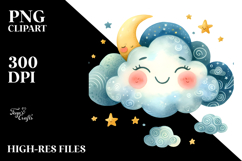 Simple Smiling Whimsical Cloud PNG Product Image 2