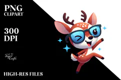Silly Cartoon Deer with Bow Tie, PNG Product Image 2