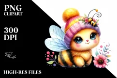 Watercolor Vibrant Baby Bee with Hat | Clipart Product Image 3