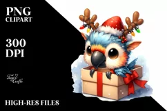 Cool Macaw with Reindeer Horns PNG Product Image 3