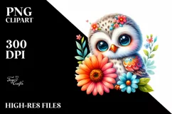 Colorful Baby Owl Cuddling Clipart Product Image 3