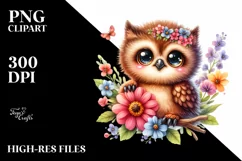 Colorful Baby Owl Sticker | Clipart Product Image 1