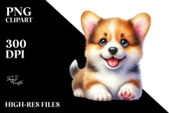 Watercolor Baby Pembroke Welsh Corgi, High-Res PNG Product Image 2