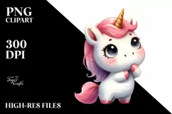Expressive Funny Baby Unicorn PNG Product Image 3