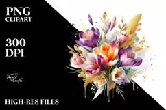 Vibrant Watercolor Bouquet Gold Foil Product Image 1